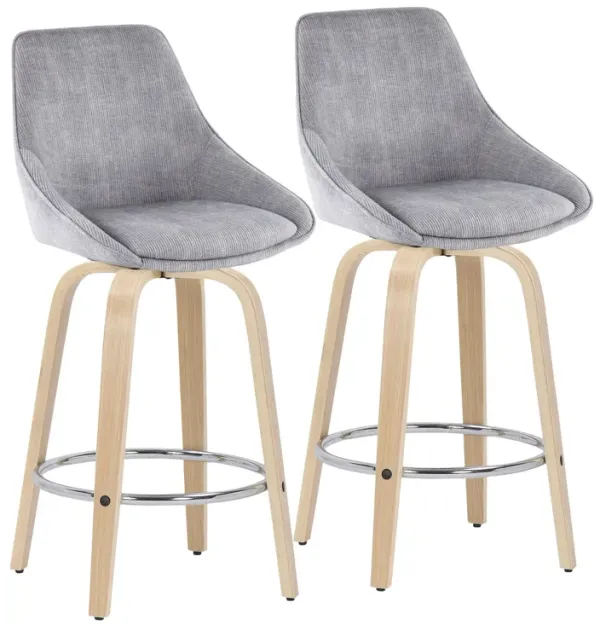 Diana - Contemporary Fixed Height Counter Stool With Round Footrest (Set of 2)