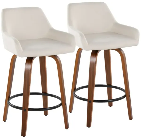 Daniella - Contemporary Fixed Height Counter Stool With Swivel With Round Footrest (Set of 2)