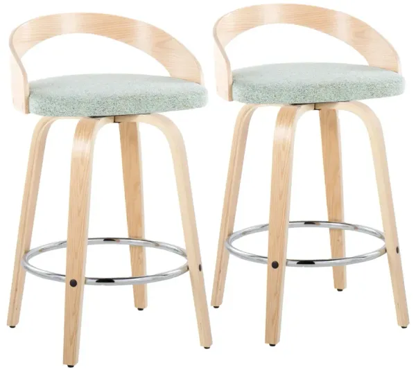 Grotto - Contemporary Fixed Height Counter Stool With Swivel With Round Footrest (Set of 2)
