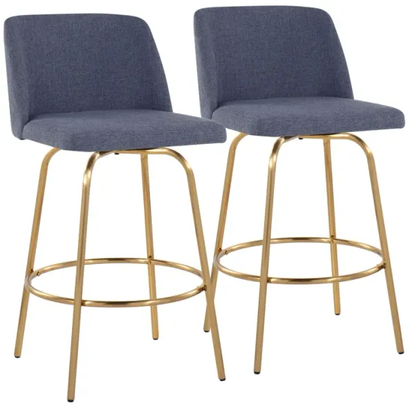 Toriano - Contemporary, Fixed Height Counter Stool With Swivel With Round Footrest (Set of 2)