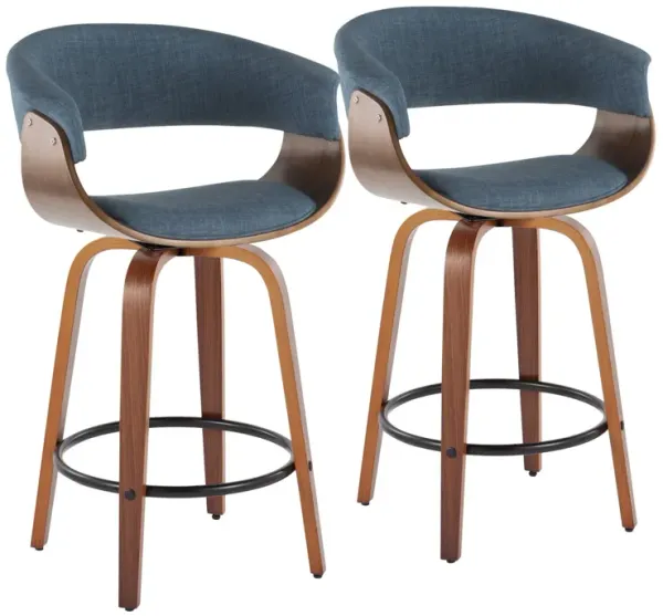 Vintage Mod - Mid Century Modern Fixed Height Counter Stool & Swivel With Round Footrest (Set of 2)