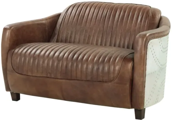 Brancaster - Grain Leather Loveseat - Brown
