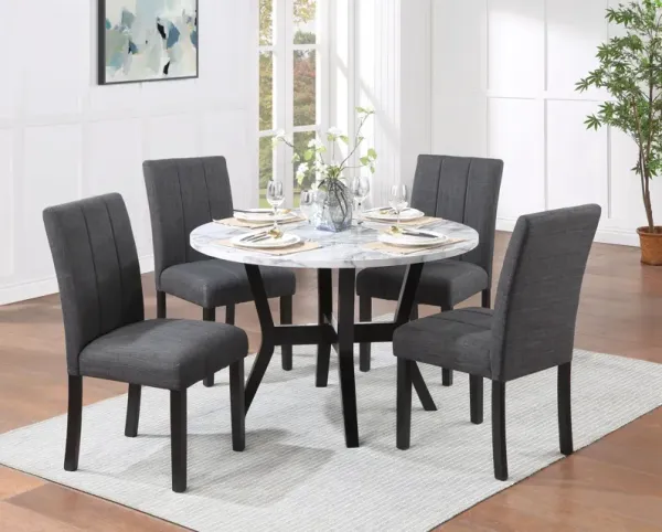 Kusa - 5 Piece Pack Dining Set With Engineering Stone Top - Black