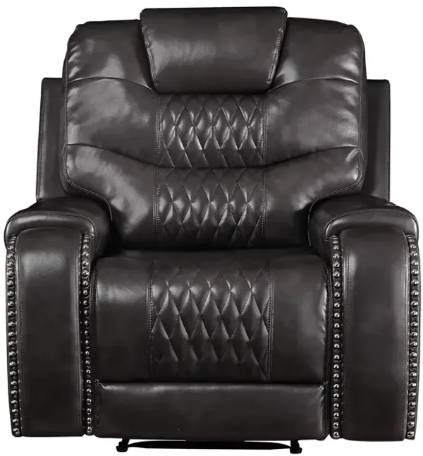 Braylon - Magnetite Synthetic Leather Manual Recliner Chair - Brown