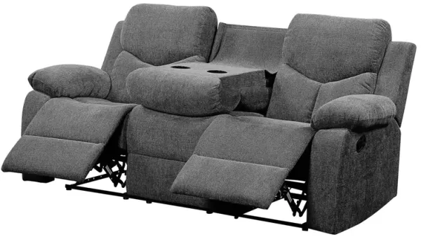Kalen - Chenille Sofa With Drop Down Table - Gray