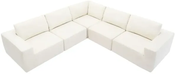 Modular L Shaped Sectional Sofa, Luxury Floor Couch Set, Upholstered Indoor Furniture, Foam - Filled Sleeper Sofa Bed For Living Room, Bedroom, 5 Pieces Free Combination