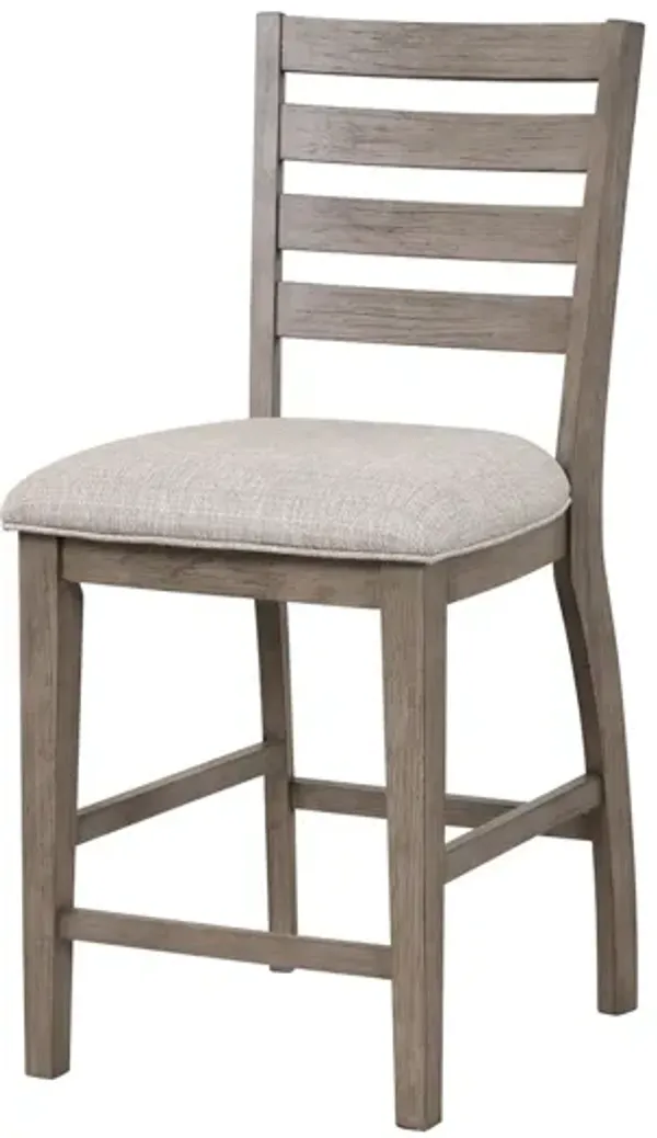 Counter Side Dining Stool With Ladder Back (Set of 2) - Gray