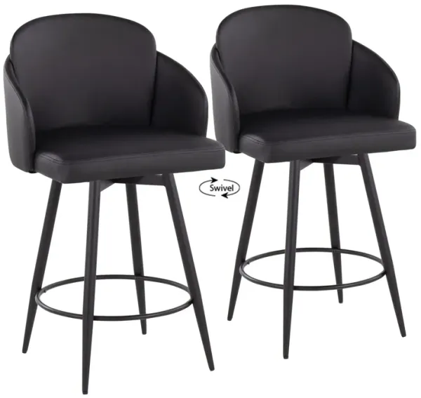 Dahlia - Contemporary Fixed Height Counter Stool With Round Footrest (Set of 2) - Black