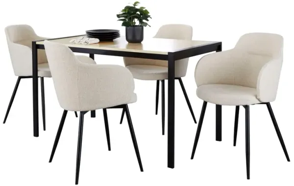 Fuji Boyne - 5 Piece Contemporary Dining Set - Black / Natural / Cream