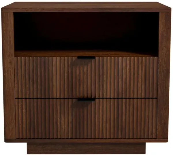 Lola - Mid-Century Modern Nightstand 2 Drawer Bed Side Table - Dark Brown