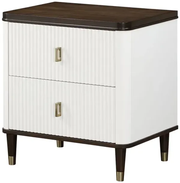 Carena - Night Stand With USB - White / Walnut