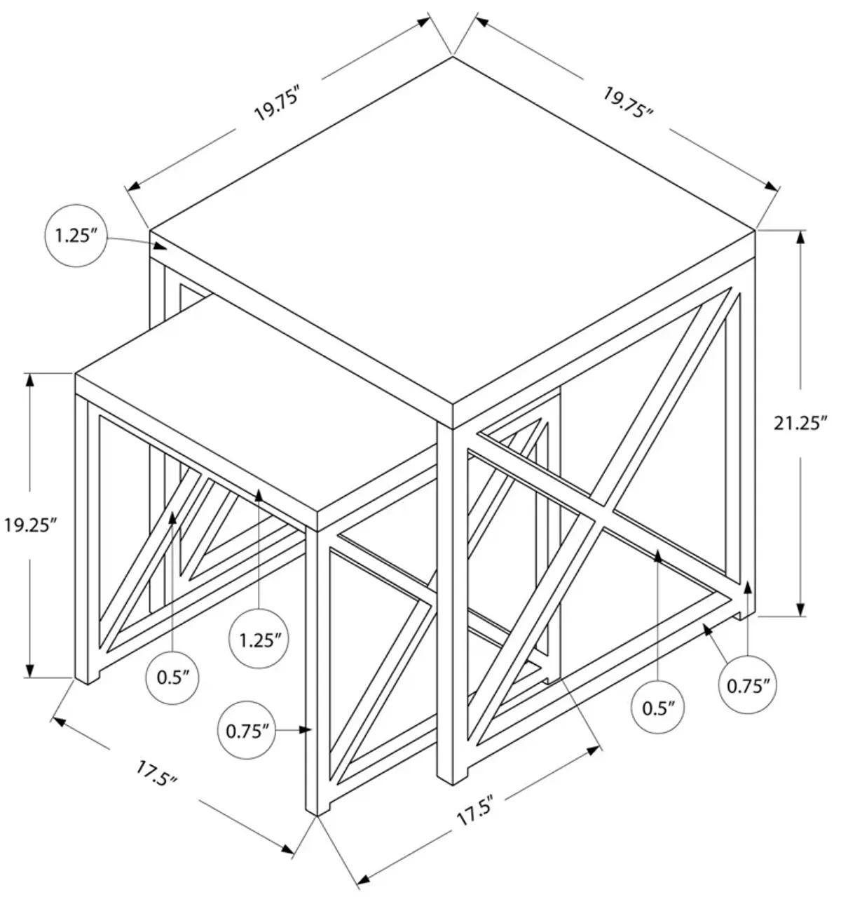 Nesting Table, Accent, Contemporary & Modern (Set of 2)