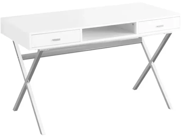Computer Desk For Home Office, Laptop, Storage Drawers, Glossy Contemporary & Modern