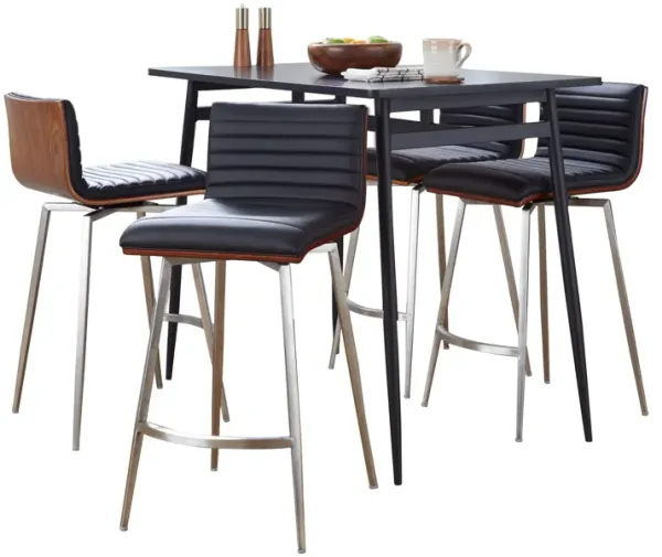Marcel Mason - 5 Piece Swivel Contemporary Design Counter Height Dining Set