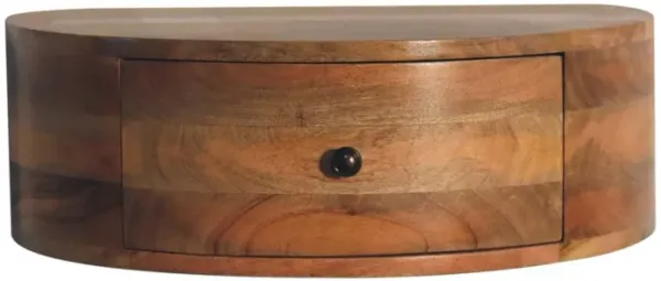 Large Wall Mounted Rounded Bedside Table - Beige