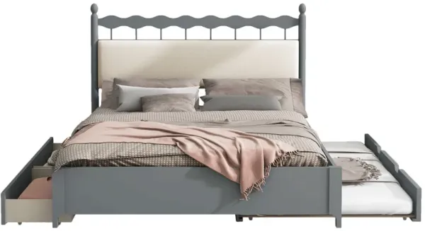 Storage Platform Bed With 2 Big Drawers & Trundle