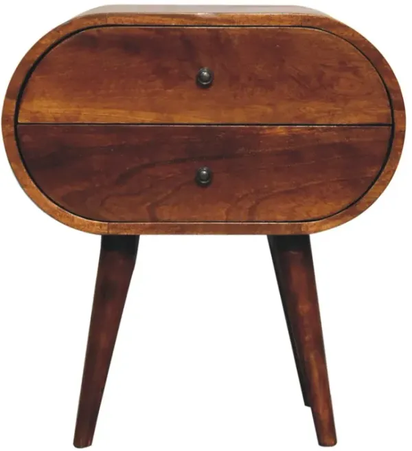 Large Chestnut Circular Bedside