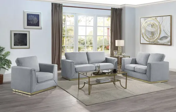 Valin - 3 Piece Living Room Set Meeting Room And Small Apartment Sofa Loveseat Chair - Gray