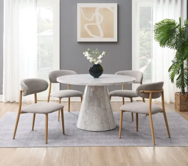 Kacey - 5 Piece Round Table Dining Room Set With Chairs - Natural