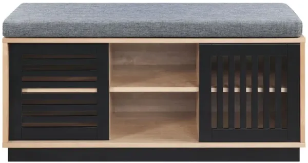 Gamaliel - Bench With Storage - Oak / Espresso