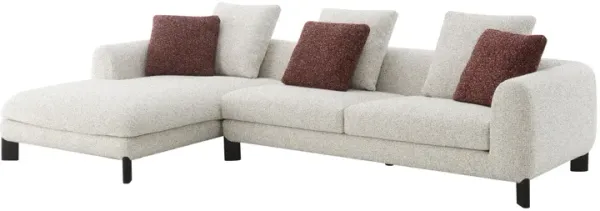 Mardi - Tweed Sectional Sofa With 3 Pillows - Maroon / Beige