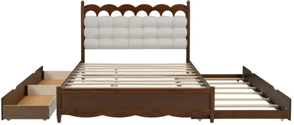 Storage Platform Bed, With 2 Big Drawers, Trundle, One Set Of Sockets & USB Ports
