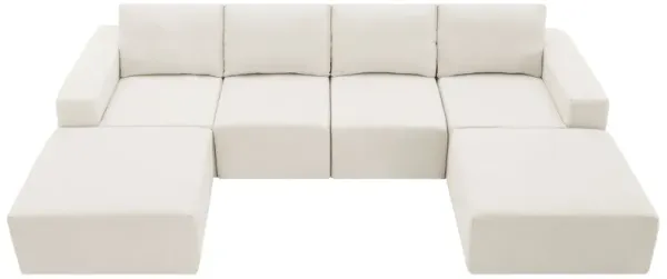 Modular U Shaped Sectional With Ottomans, Luxury Cloud Floor Couch With Deep Seat Fully Compressed Upholstered Sofa