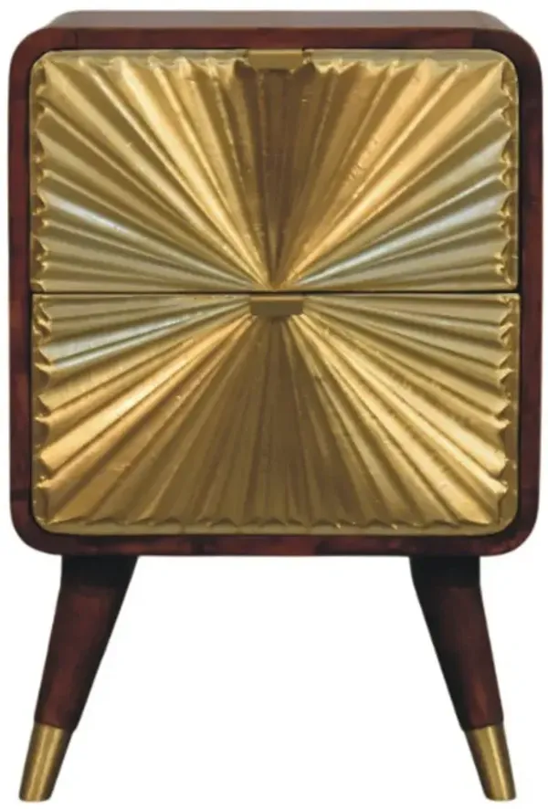 Avora - Brass Embossed 2 Drawer Nightstand - Brown / Golden