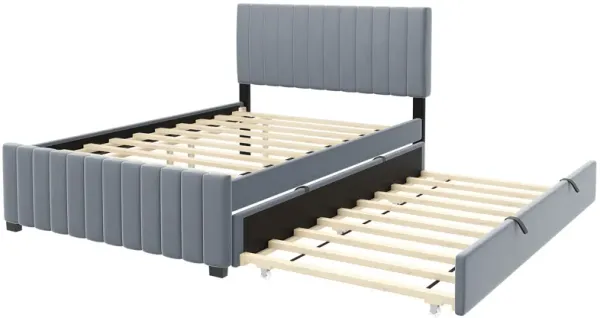 Elegant Upholstered Platform Bed With Twin Size Trundle