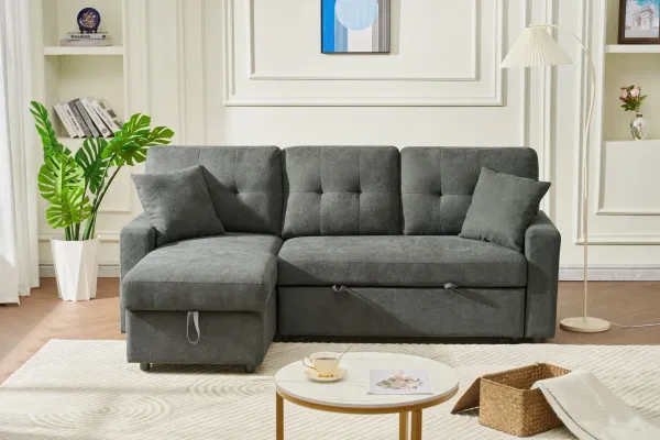 Reversible Sofa Couch Sleeper With Pull Out Bed And USB Port