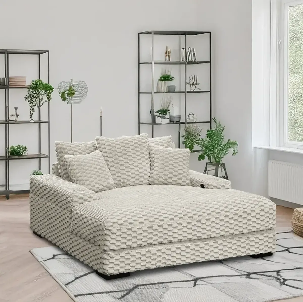 Oversized Chaise Lounge with Cup Holders & USB Charging Ports