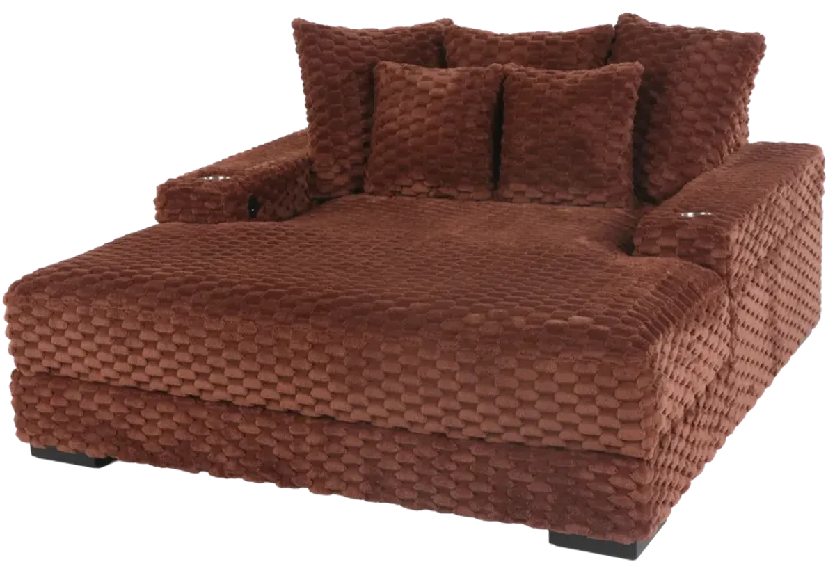 Oversized Chaise Lounge with Cup Holders & USB Charging Ports