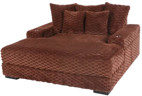 Oversized Chaise Lounge with Cup Holders & USB Charging Ports