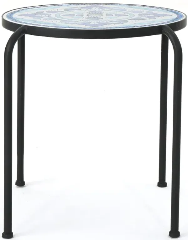 Skye - End Table - White / Blue