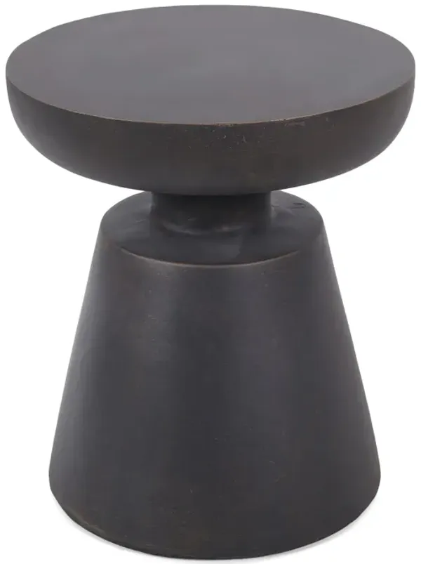 Outdoor Lightweight Concrete End Table With Half Sphere Top - Copper