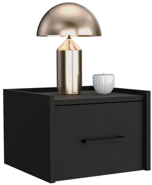 Floating Nightstand, Space Saving Design With Handy Drawer And Surface - Black