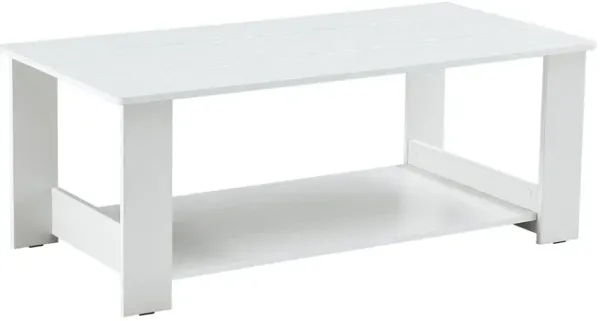 Simple White Textured Coffee Table, Material, Living Room Furniture With Storage Space, Nordic Minimalist Design - White
