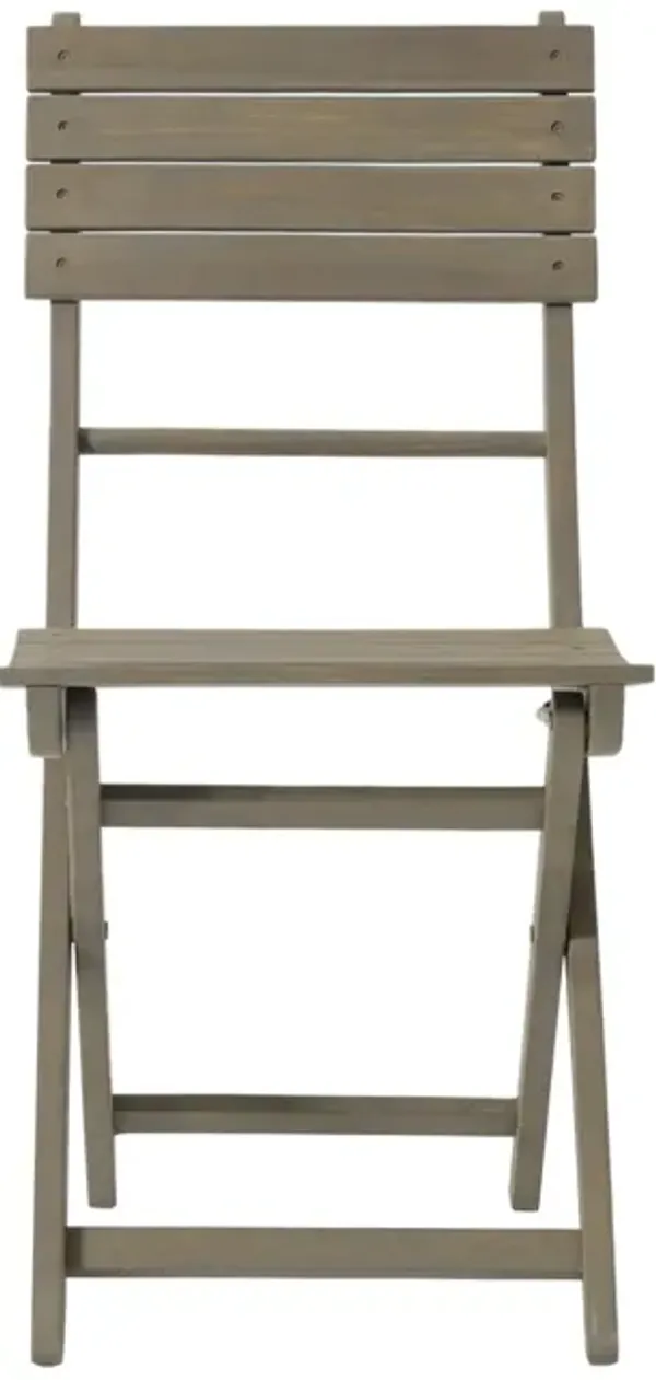 Outdoor Foldable Wood Dining Chair With Slat Design (Set Of 2)