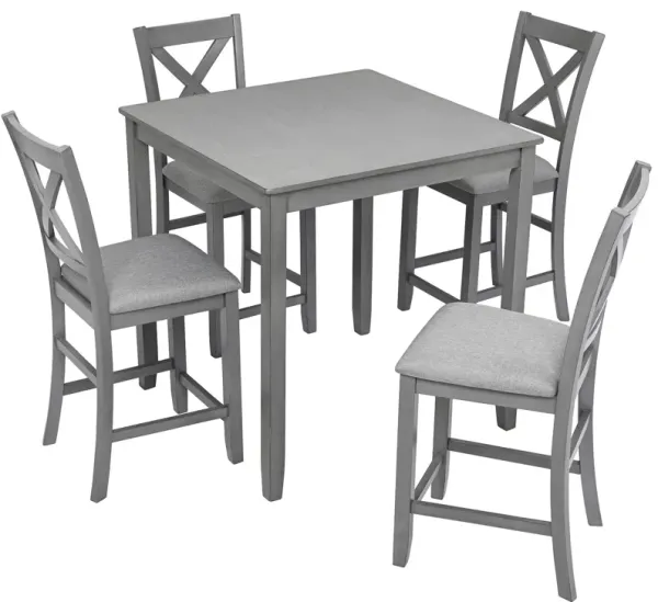 5 Piece Dining Table Set, Wooden Dining Square Table Set For 4