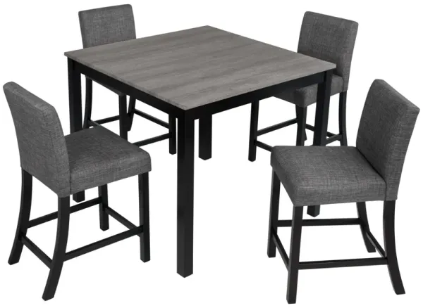 5 Piece Counter Height Table Set, Square Table And 4 Upholstered Chairs