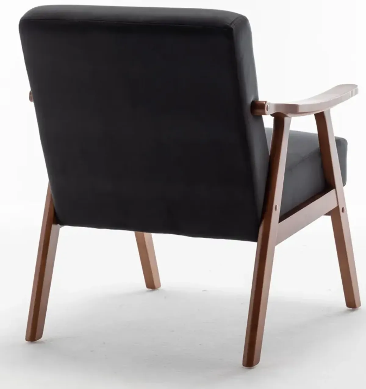 Mid Century Modern Accent Chair With Solid Wood Frame And Extra Thick Backrest