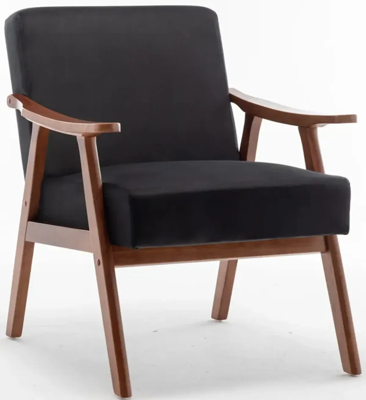 Mid Century Modern Accent Chair With Solid Wood Frame And Extra Thick Backrest