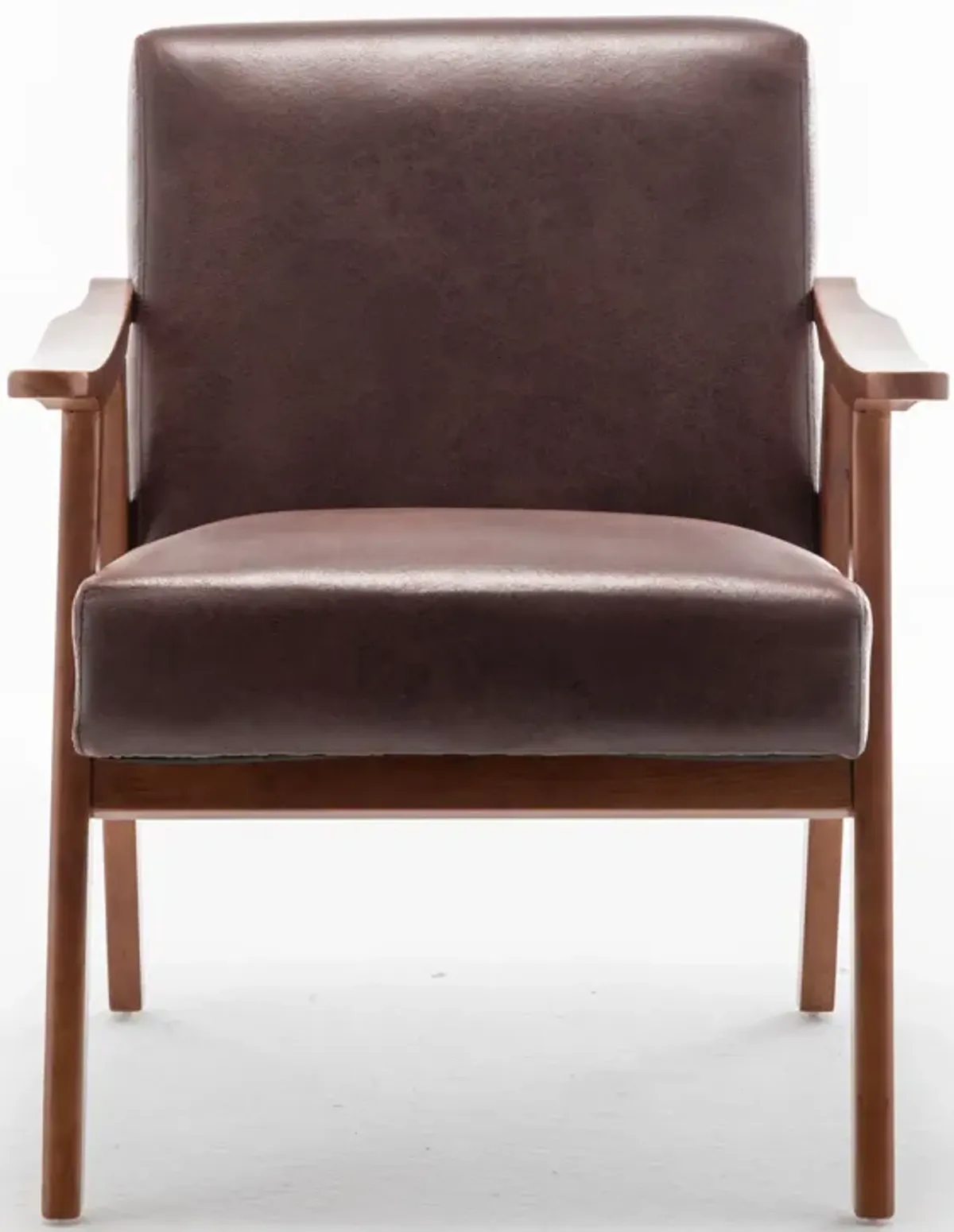 Mid Century Modern Accent Chair With Solid Wood Frame And Extra Thick Backrest