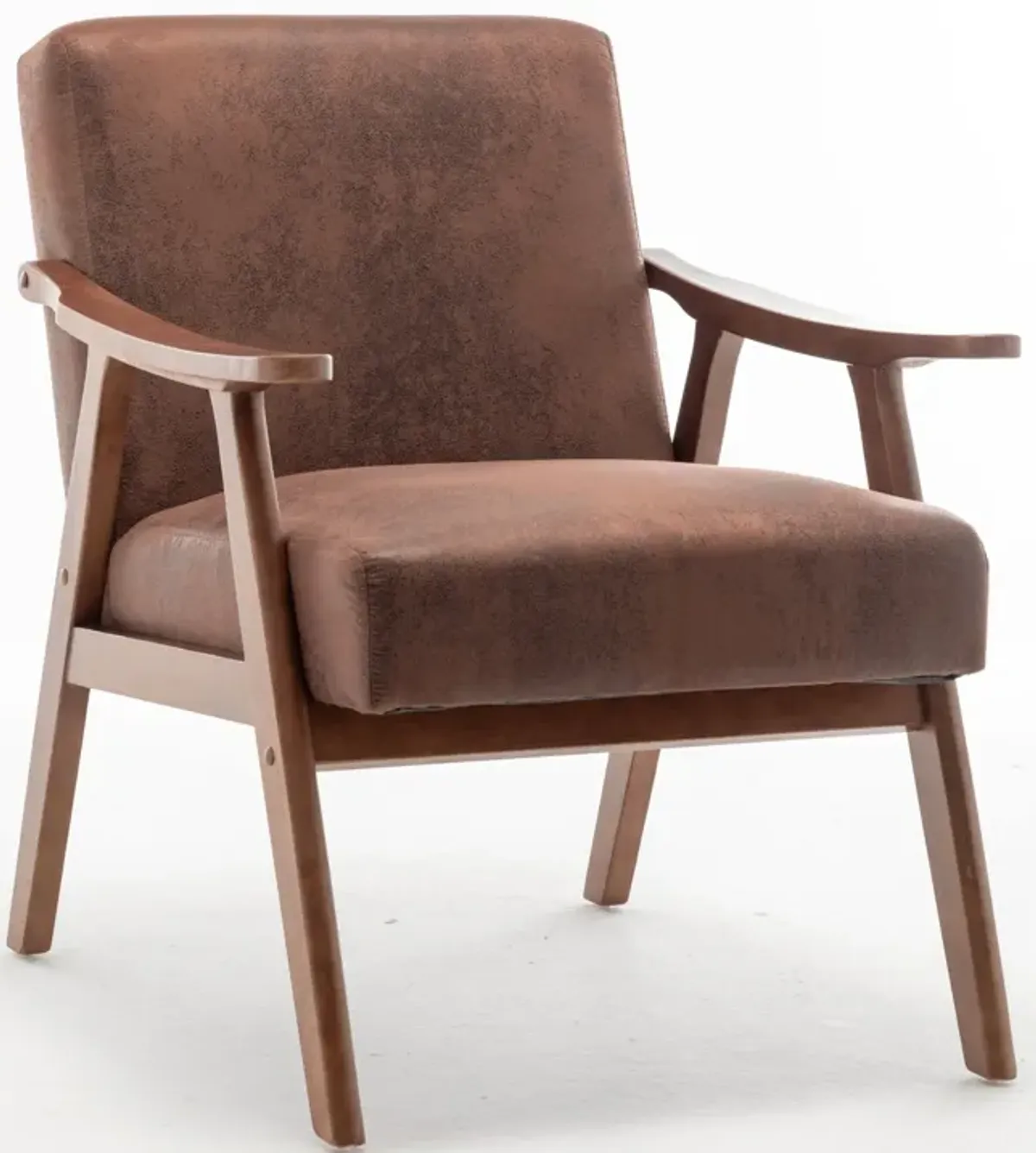Mid Century Modern Accent Chair With Solid Wood Frame And Extra Thick Backrest