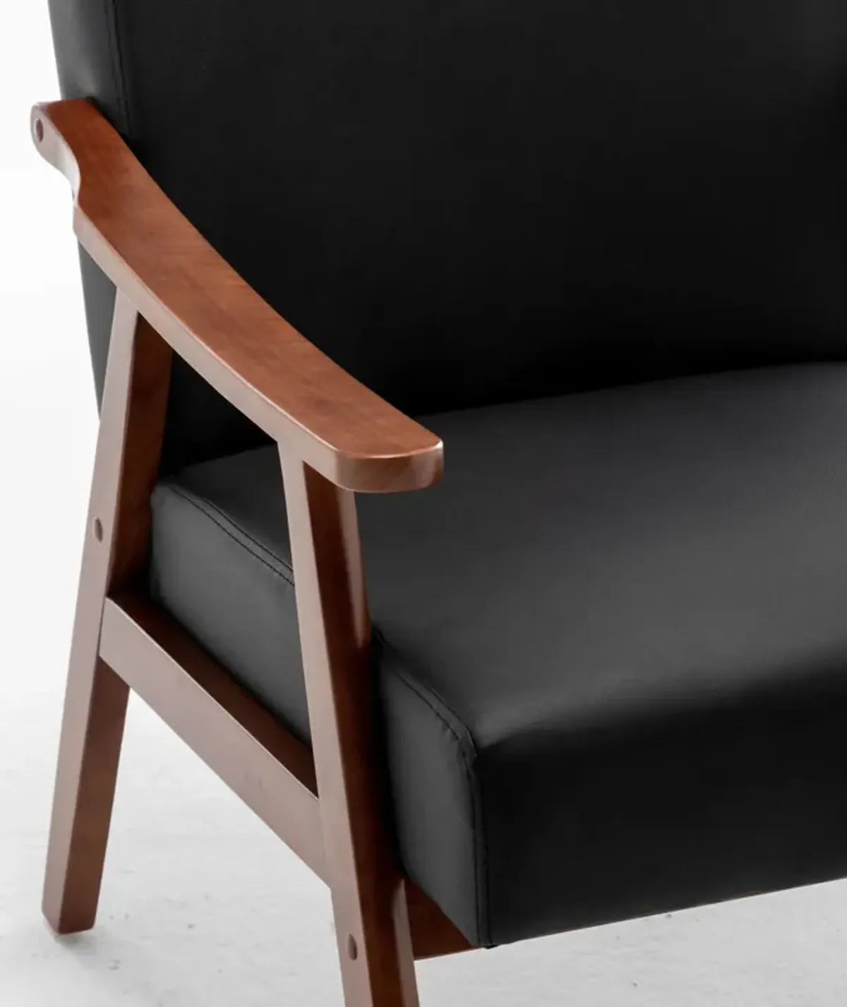 Mid Century Modern Accent Chair With Solid Wood Frame And Extra Thick Backrest