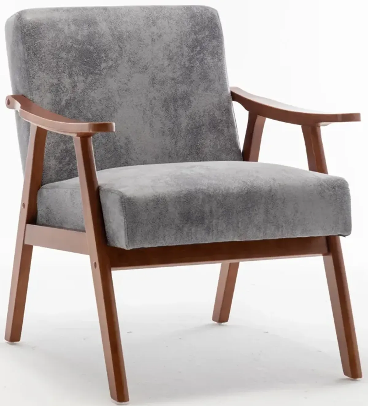 Mid Century Modern Accent Chair With Solid Wood Frame And Extra Thick Backrest