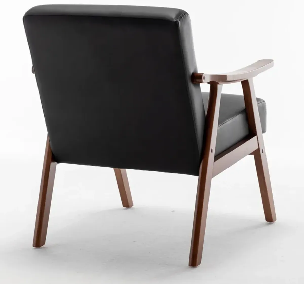 Mid Century Modern Accent Chair With Solid Wood Frame And Extra Thick Backrest