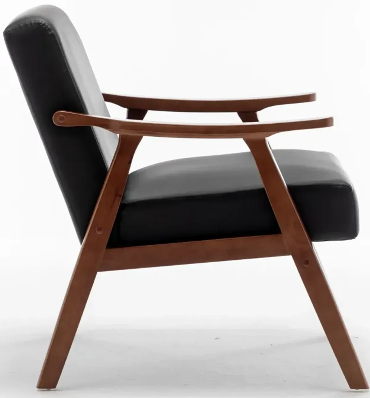 Mid Century Modern Accent Chair With Solid Wood Frame And Extra Thick Backrest