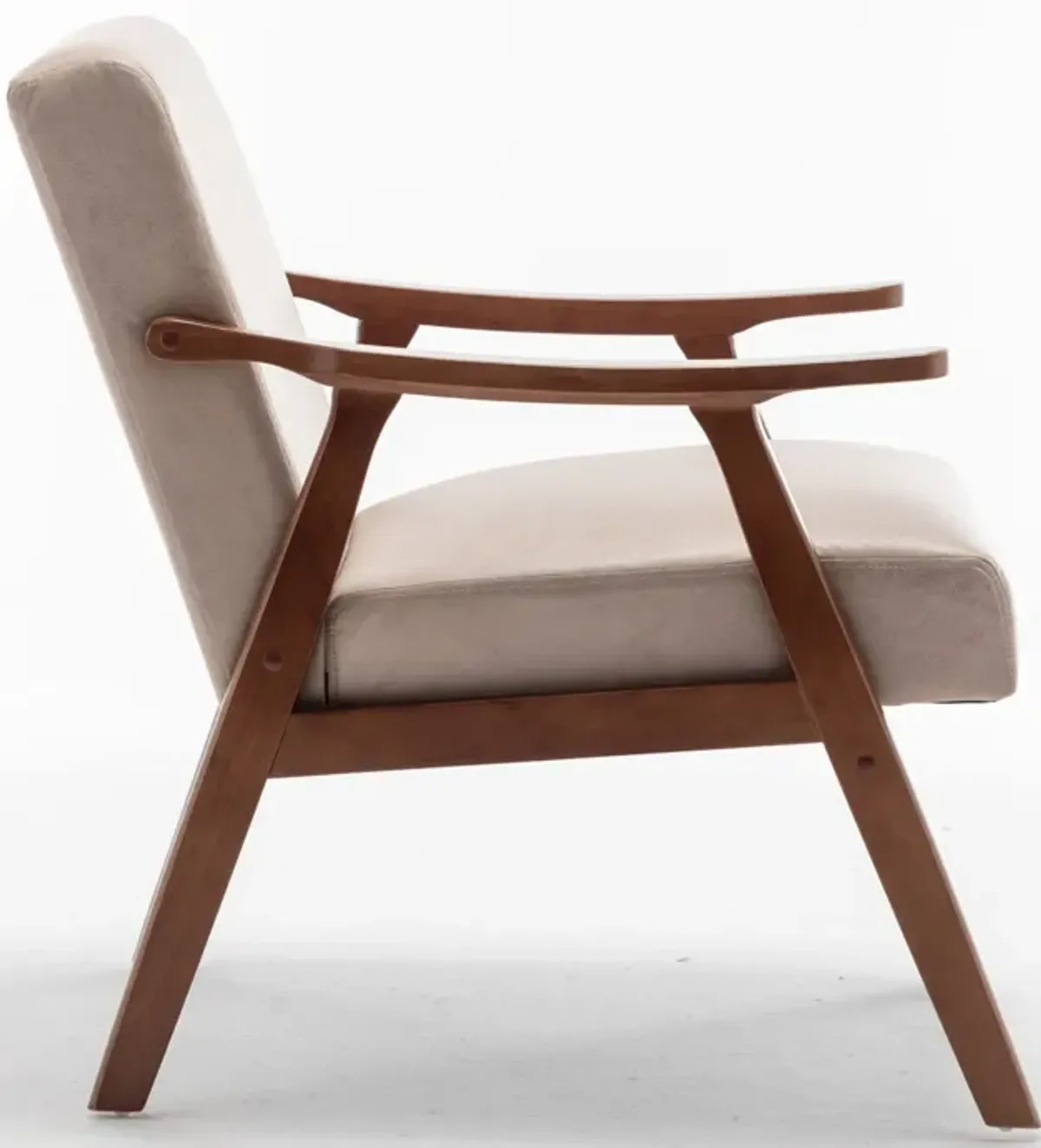 Mid Century Modern Accent Chair With Solid Wood Frame And Extra Thick Backrest