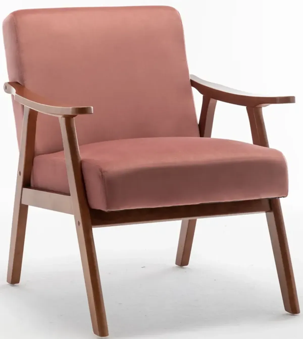 Mid Century Modern Accent Chair With Solid Wood Frame And Extra Thick Backrest